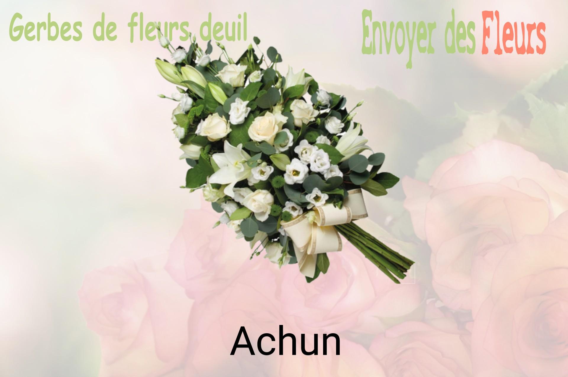Gerbe de fleurs de deuil livrée à Achun